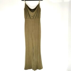 NWT JASON WU Cowl Neck Jersey Olive Green Jumpsuit Size XL